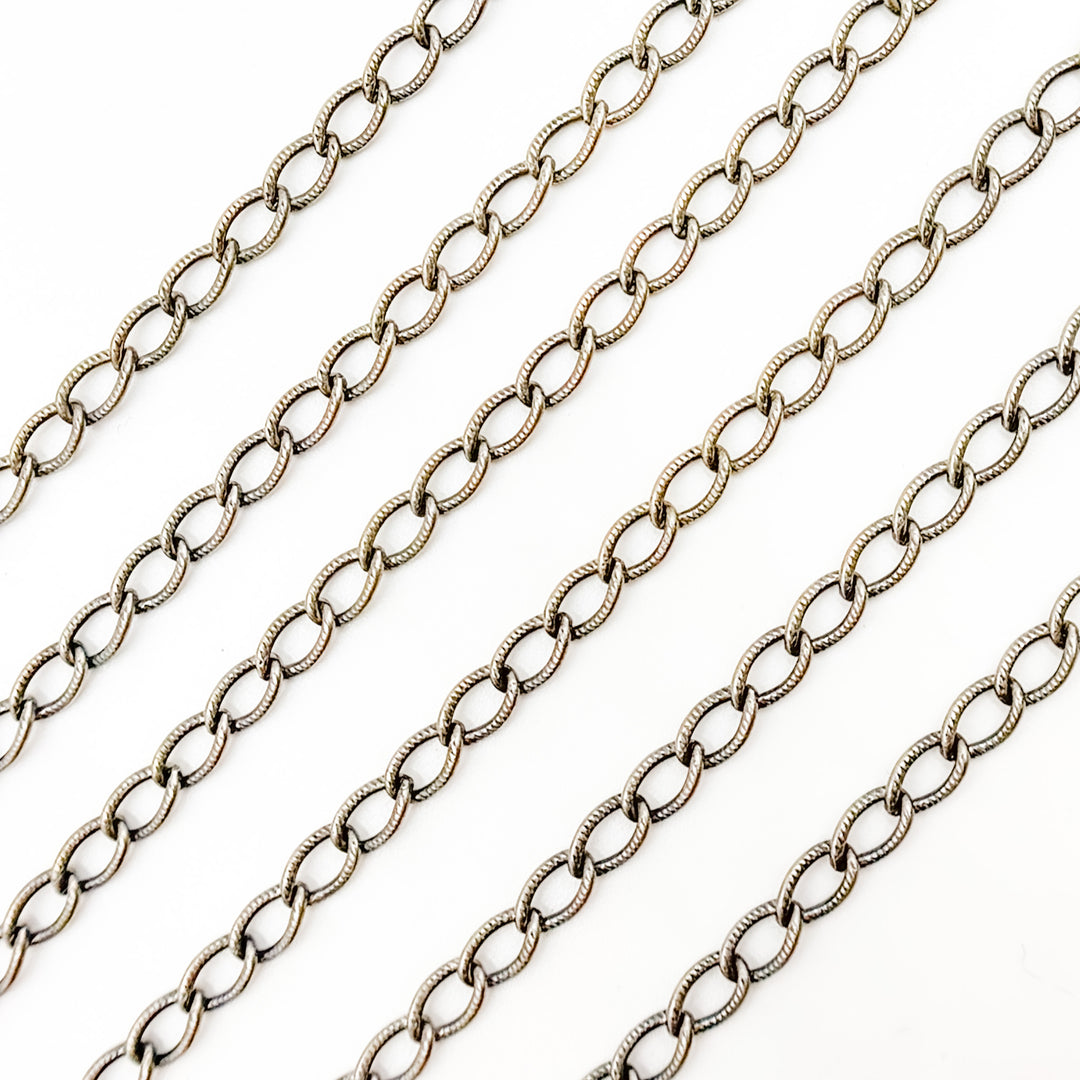 Oxidized Sterling Silver Textured Curb Chain