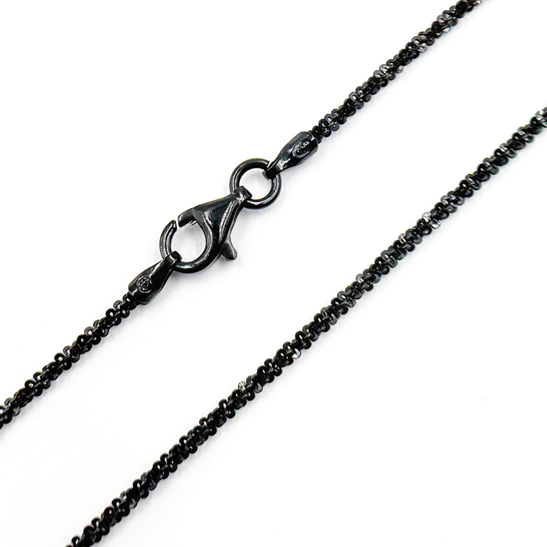 MAR30BR. Black Rhodium Sterling Silver Popcorn Finish Necklace
