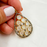 Load image into Gallery viewer, DSP03. Diamond Sterling Silver Tear Drop Shape Pendant with Gemstone