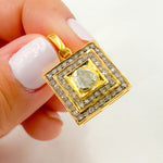 Load image into Gallery viewer, DC540. Diamond Sterling Silver Square Pendant with Polki Diamond