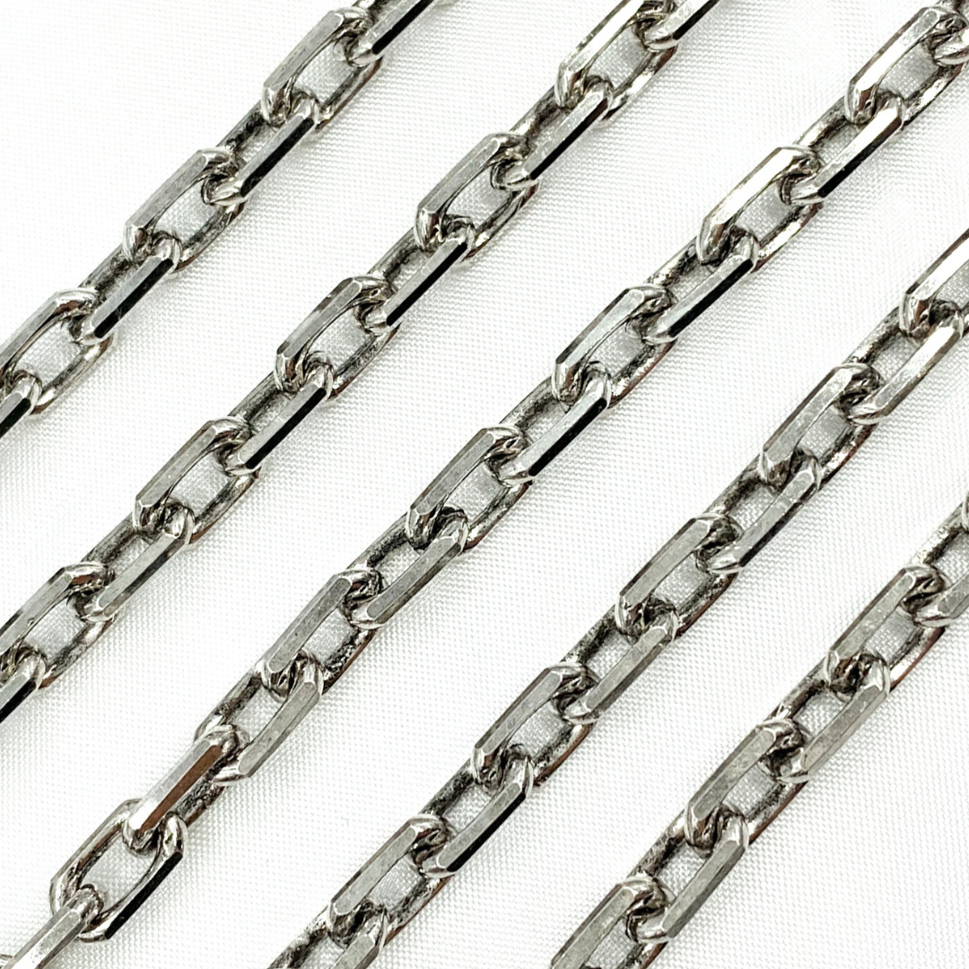 Oxidized Sterling Silver Diamond Cut Oval Link Chains