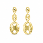 Load image into Gallery viewer, GER86. 14K Solid Gold Puffed Mariner Diamond Cut Link Earrings