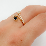 Load image into Gallery viewer, 14k Solid Gold Diamond and Blue Sapphire Ring.