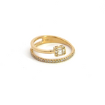 Load image into Gallery viewer, 14K Solid Gold Square Diamond Ring.