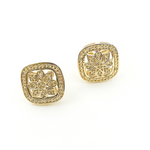 Load image into Gallery viewer, EFB50898. 14K Solid Gold and Diamonds Square Flower Earrings