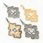 Load image into Gallery viewer, DP330. Diamond Sterling Silver Fancy Shape Pendant with Gemstone