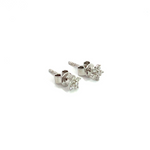 Load image into Gallery viewer, ER412616W. 14k Solid White Gold Diamond Flower Studs