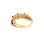 Load image into Gallery viewer, 14K Solid Yellow Gold width Half Diamond and Ruby Band Ring.