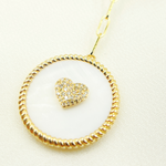 Load image into Gallery viewer, NFC71046MOP. 14k Solid Gold Paperclip Necklace with Mother of Pearl Charm