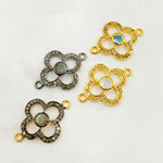 Load image into Gallery viewer, DC911. Diamond & Sterling Silver Flower Connector with Gemstone