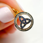 Load image into Gallery viewer, Diamond Sterling Silver Round Celtic Trinity Knot Pendant with Gemstone