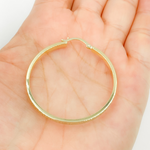 Load image into Gallery viewer, GER63. 14K Solid Gold Textured Flat Hollow Round Hoop Earrings