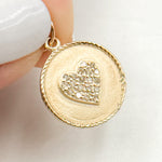 Load image into Gallery viewer, 14K Solid Gold Diamond Round Heart Charm