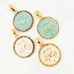 Load image into Gallery viewer, DP609A. Diamond Sterling Silver Round Cancer Zodiac Enamel Pendant