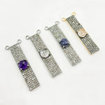 Load image into Gallery viewer, DC8. Silver Diamond and Gemstone Rectangle Connector