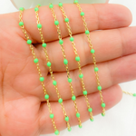 Load image into Gallery viewer, 925 Sterling Silver Gold Plated Enamel Green Color Cable Chain. V203GRGP
