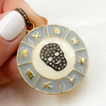 Load image into Gallery viewer, Shop Now Sterling Silver Round Skull Enamel Pendants