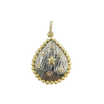 Load image into Gallery viewer, KSG05. Sterling Silver Black Rhodium with Diamonds Drop Shape Charm with a Star and Circles in the Center