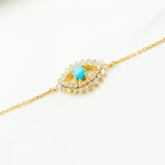 Load image into Gallery viewer, BFG60727TQ. 14k Solid Gold Diamond and Gemstone Eye Bracelet