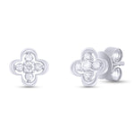 Load image into Gallery viewer, EFA54268. 14K Solid Gold Diamond Flower Studs