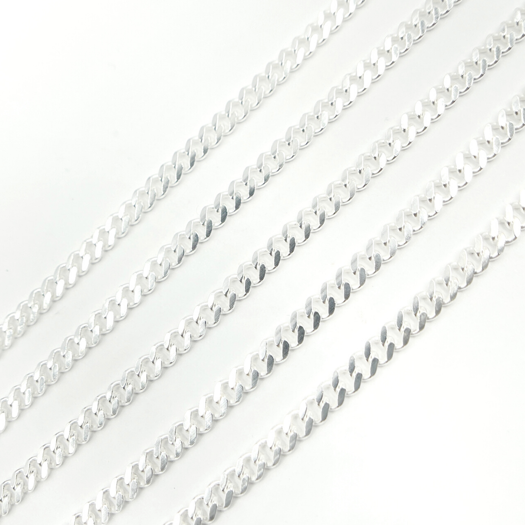 Z80SS. 925 Sterling Silver Flat Curb Chain