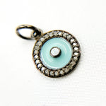 Load image into Gallery viewer, Diamond Sterling Silver Round Enamel Charm with Gemstone