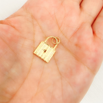 Load image into Gallery viewer, 14K Solid Gold Diamond Lock Charm. GDP465
