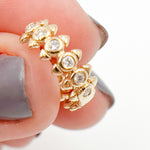 Load image into Gallery viewer, 14k Solid Yellow Gold Diamond Fancy Hoop Earrings