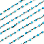 Load image into Gallery viewer, TRQ16. Turquoise Black Rhodium 925 Sterling Silver Wire Chain