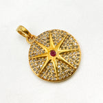Load image into Gallery viewer, DP601. Diamond Silver Star Pendant with Gemstone