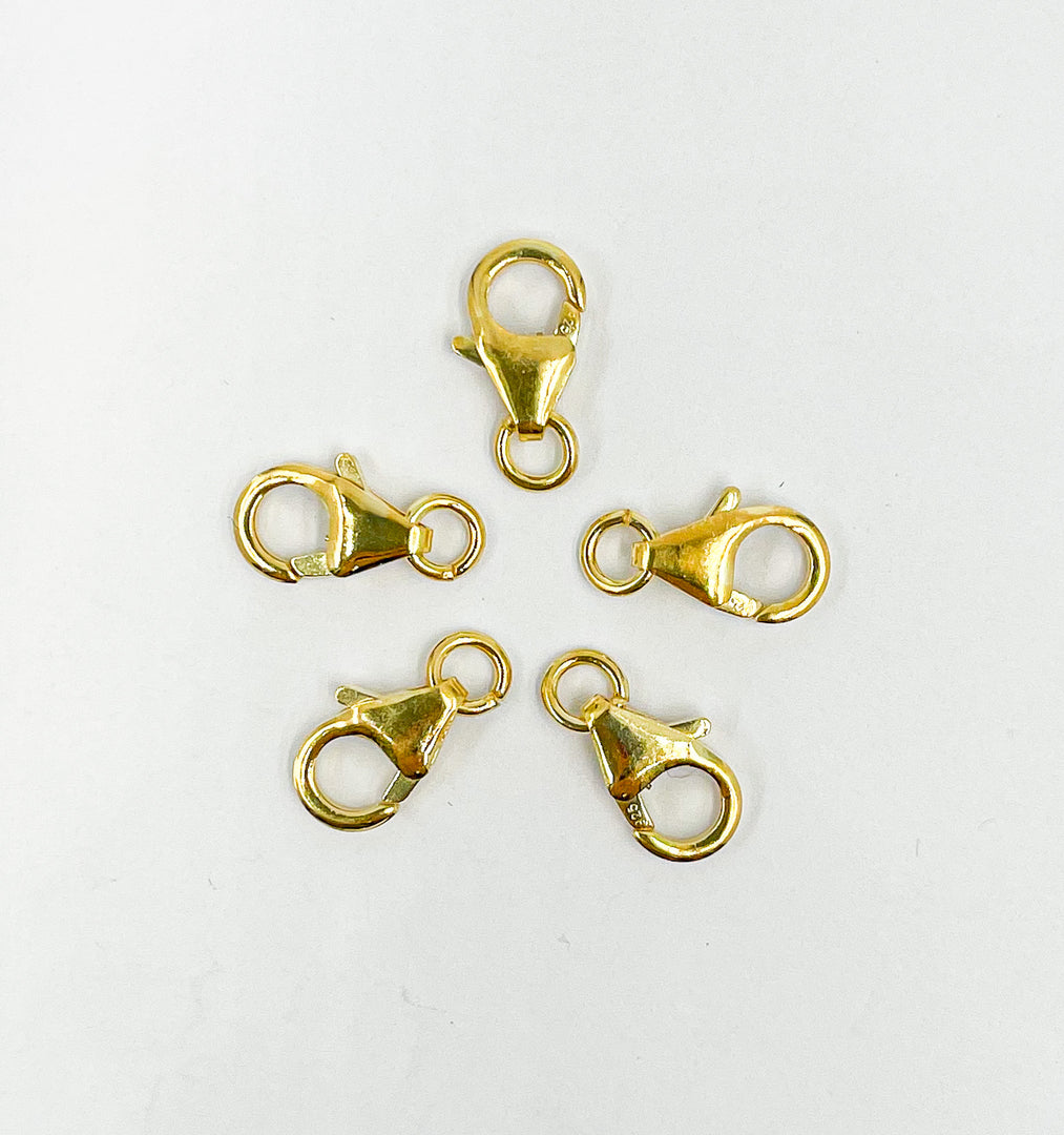 925 Sterling Silver Gold Plated 10mm Trigger Clasps. GPTC3