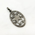 Load image into Gallery viewer, DC115. Diamond Sterling Silver Oval Star Pendant
