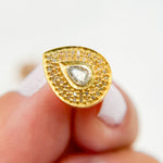 Load image into Gallery viewer, DE041. Pave Diamond and Dark Polka Diamond Silver Drop Studs