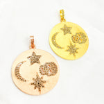 Load image into Gallery viewer, DP357. Diamond Sterling Silver Round Skull, Star and Moon Pendant
