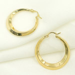 Load image into Gallery viewer, GER131. 14K Solid Gold Hollow Hoop Earrings