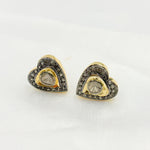 Load image into Gallery viewer, DE060. Diamond and Polki Diamond Sterling Silver Heart Studs