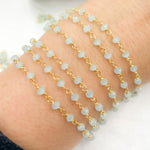 Load image into Gallery viewer, Aqua Color Chalcedony Gold Plated 925 Sterling Silver Wire Chain. PCL9
