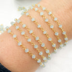 Load image into Gallery viewer, Aqua Color Chalcedony Gold Plated 925 Sterling Silver Wire Chain. PCL9