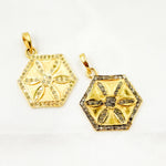 Load image into Gallery viewer, Buy Diamond Sterling Silver Hexagon Flower Pendant