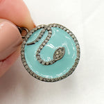 Load image into Gallery viewer, Silver Round Snake Enamel Pendant