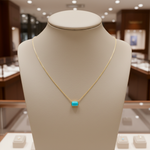Load image into Gallery viewer, NT410755. 14K Solid Gold Rectangular Turquoise Fancy Tiny Necklace