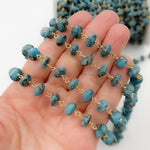 Load image into Gallery viewer, Gold Plated Sterling Silver Turquoise Organic Shape Wire Chain