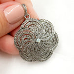 Load image into Gallery viewer, DP255. Diamond Sterling Silver Flower Pendant with Gemstone