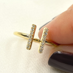 Load image into Gallery viewer, 14K Solid Yellow Gold Bars Diamond Ring.