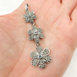 Load image into Gallery viewer, DP216. Diamond Sterling Silver 3 Flower Long Pendant with Gemstone.