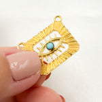 Load image into Gallery viewer, Sterling Silver Rectangle Eye Pendant with Gemstone