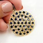 Load image into Gallery viewer, DSP075. Diamond Sterling Silver Round Pendant with Gemstone