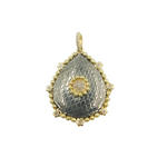 Load image into Gallery viewer, KSG07. Sterling Silver Black Rhodium with Diamonds Drop Shape Charm with Flowers around