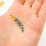 Load image into Gallery viewer, DP249. Diamond Silver Horn Pendant with Gemstone