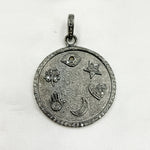 Load image into Gallery viewer, DP417. Diamond & Sterling Silver Circle Lucky Pendant